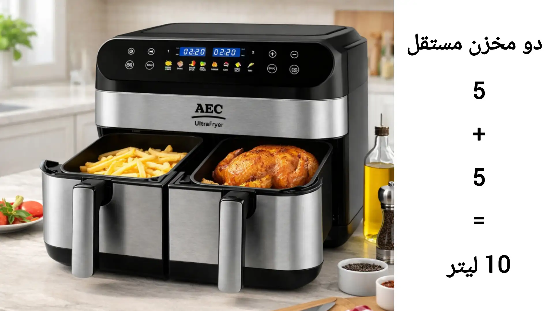  سرخ کن دوقلوی ۱۰ لیتری با دو سبد ۵ لیتری مجزا