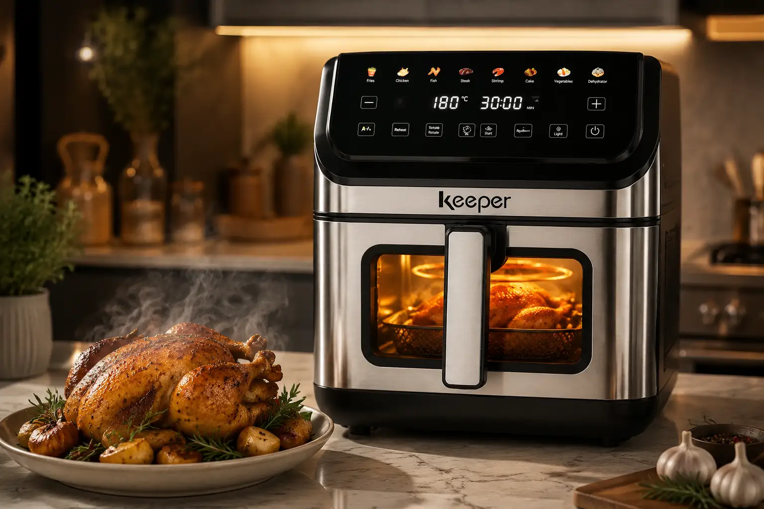 سرخ کن بدون روغن کیپر مدل SK-3 ظرفیت ۸ لیتر با سبد سرامیکی و سیستم دو المنت