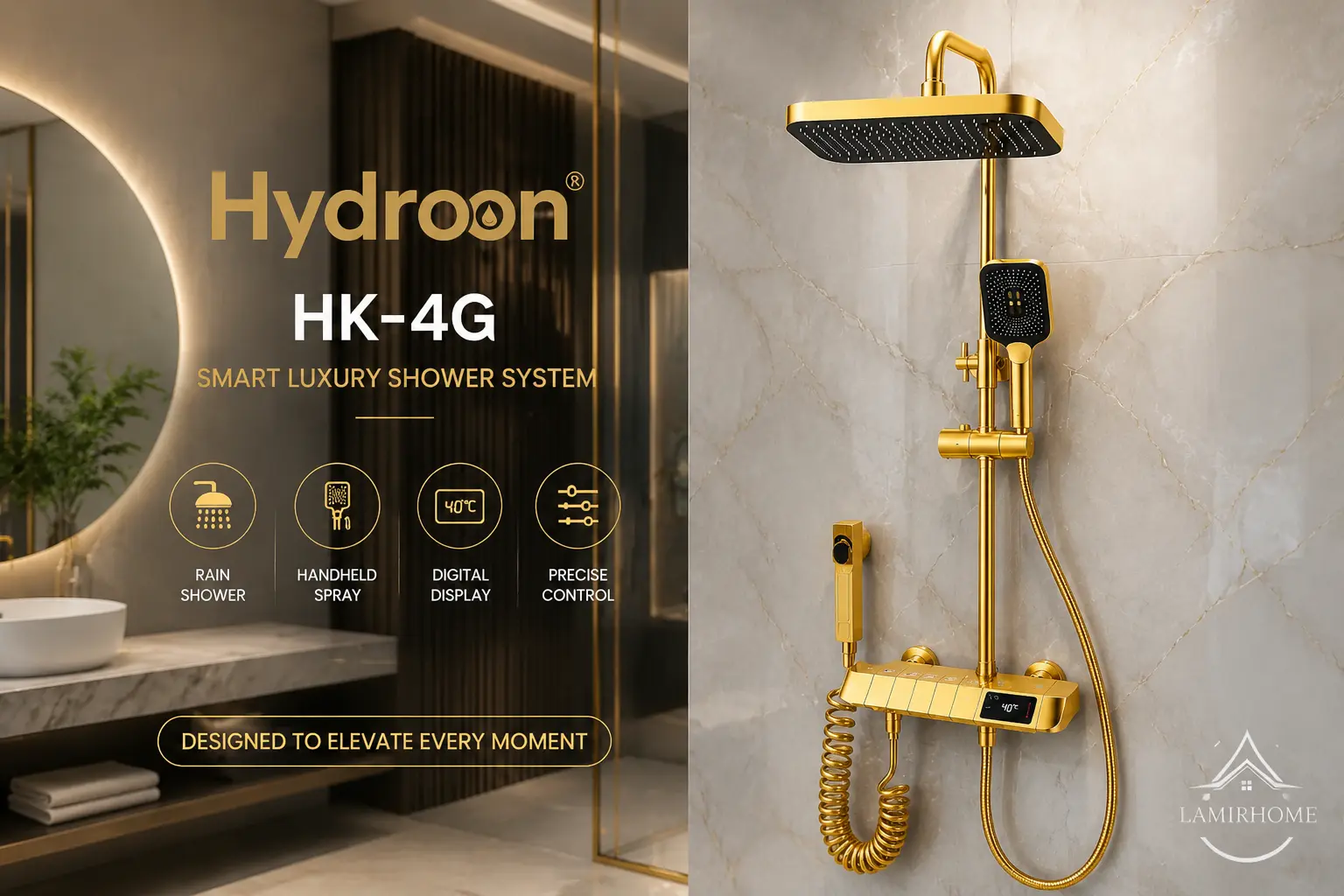 دوش پیانویی هیدرون طلایی مدل HK-4G