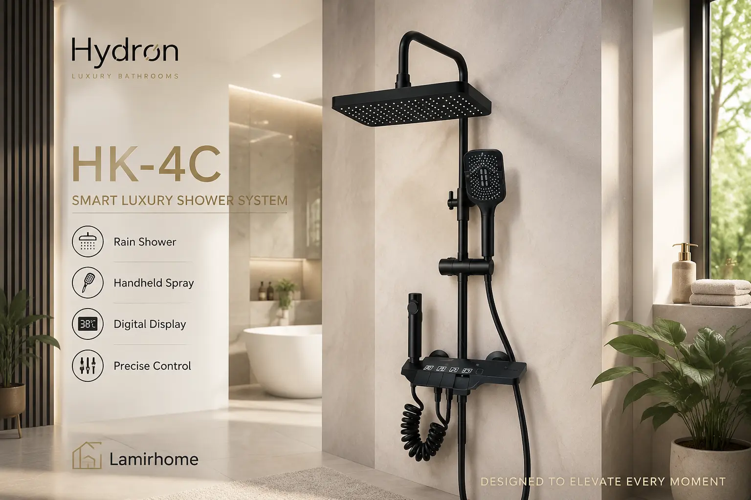دوش پیانویی هیدرون مشکی مدل HK-4C